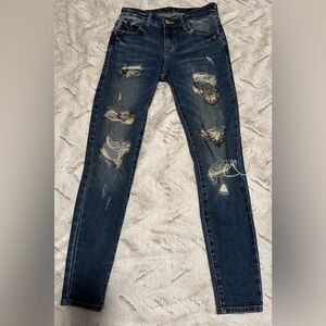 Guess Dark Blue Sexy Curve Distressed with Chains Jeans